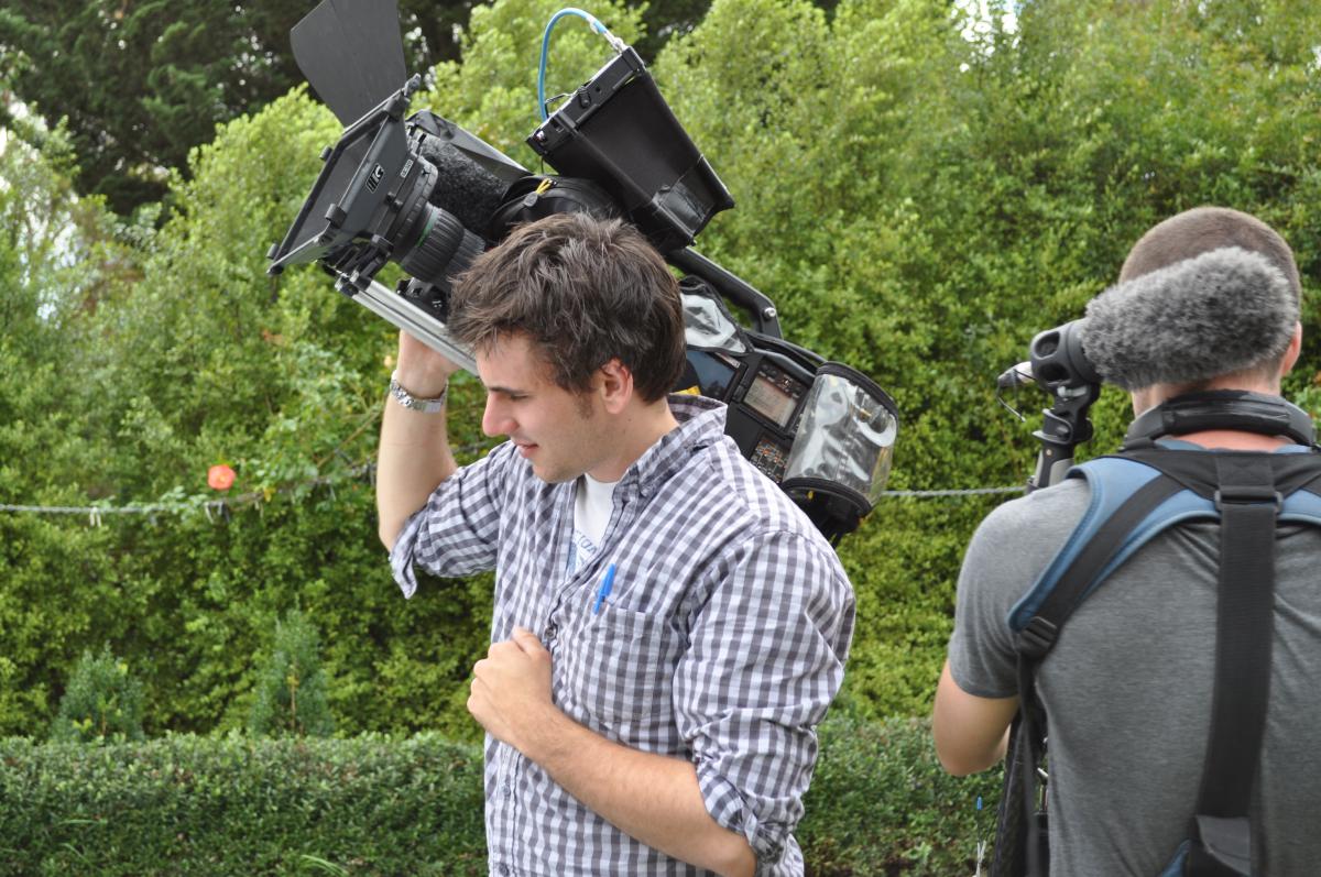 Camera man filming in Golden Plains Shire.