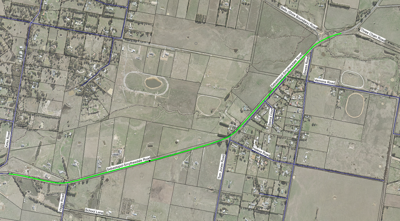 Sebastopol-Smythesdale Road Speed Review Map.png