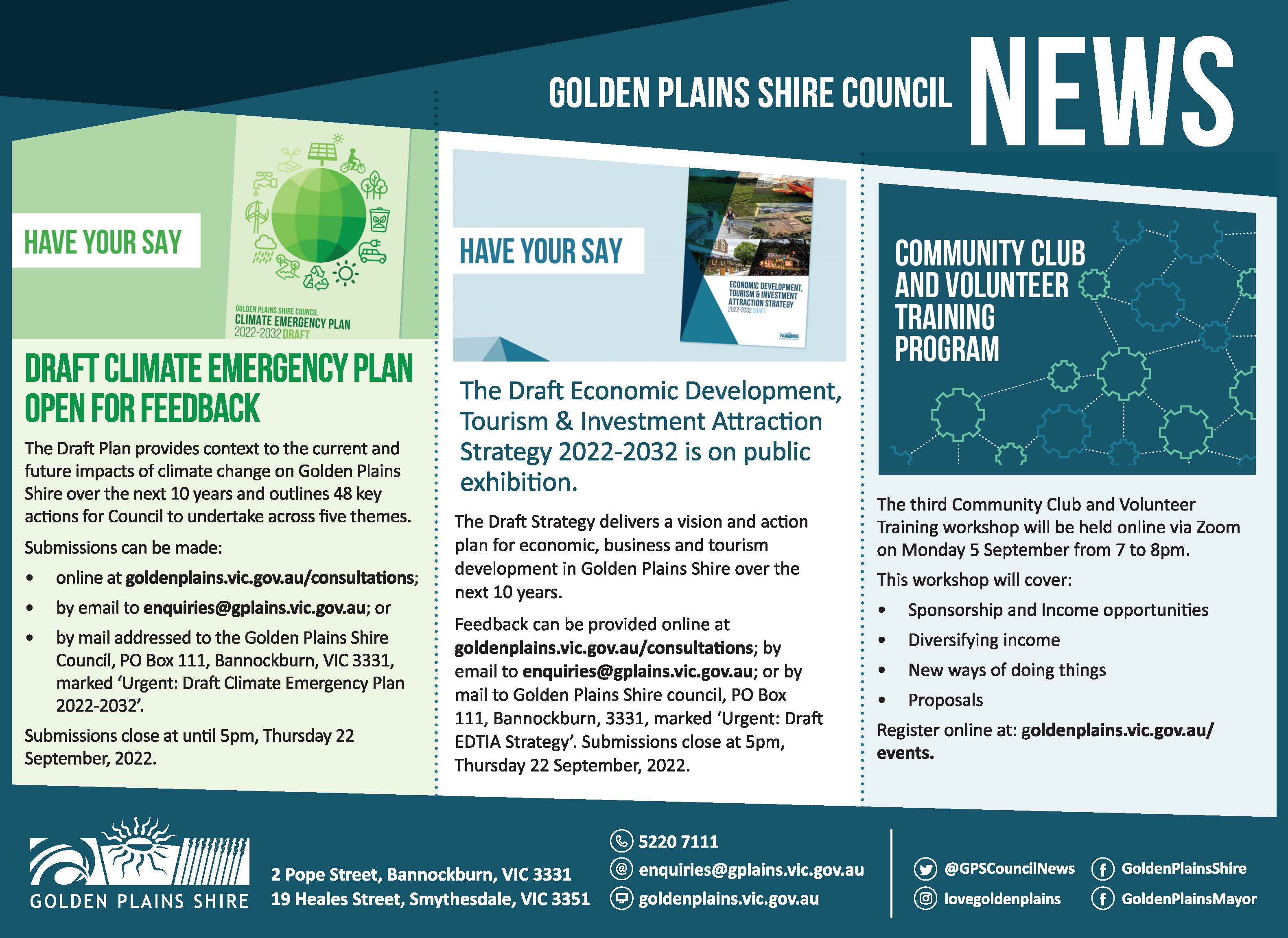 Council News: Golden Plains Times - 1 September 2022