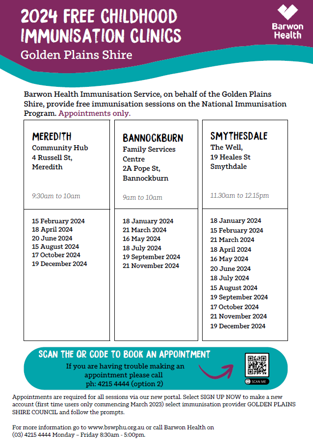 2024 Immunisation Clinic Timetable