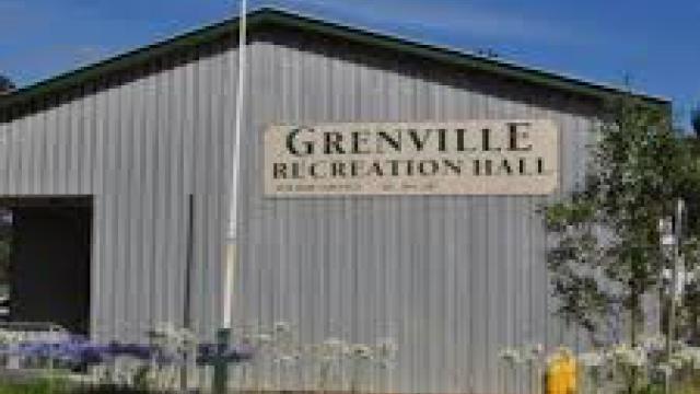 Grenville Hall displaying a sign saying Grenville Recreation Reserve