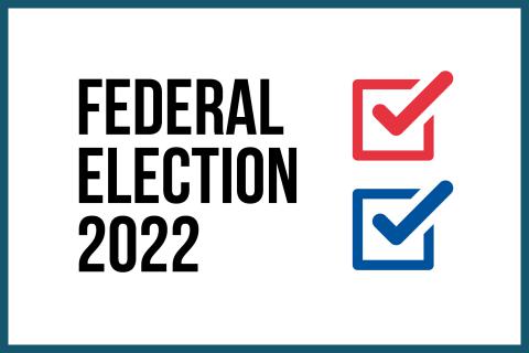 Federal Election 2022 with red and blue ticks